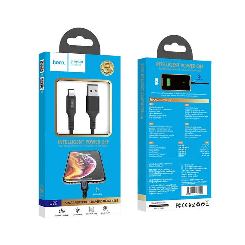 Hoco U79 | USB to Lightning Mobile Cable | Auto Power Off Mobile Cable Store