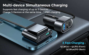 Joyroom JR-CL05 | 78W PD Car Charger | Multi 5 Ports (Type-C & USB) Mobile Cable Store