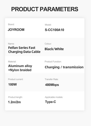 Joyroom S-CC100A10 | Type-C to Type-C Mobile Cable | Fast Charge 100W PD Mobile Cable Store