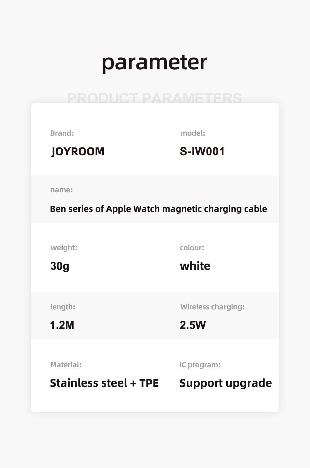 Joyroom S-IW001S | 2.5W Smart Watch Magnetic Charging Cable | USB Input Mobile Cable Store