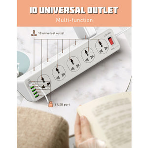 LDNIO SC10610 | 2500W PD & QC3.0 Power Socket  | With 32W Type-C & USB Ports Mobile Cable Store