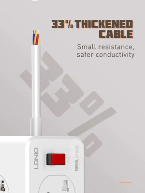 LDNIO SC10610 | 2500W PD & QC3.0 Power Socket  | With 32W Type-C & USB Ports Mobile Cable Store