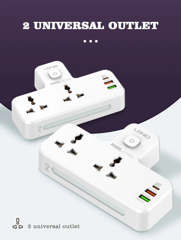 LDNIO SC2311 | 2500W PD & QC3.0 Power Socket  | With 20W Type-C & USB Ports Mobile Cable Store