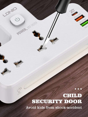 LDNIO SC2311 | 2500W PD & QC3.0 Power Socket  | With 20W Type-C & USB Ports Mobile Cable Store