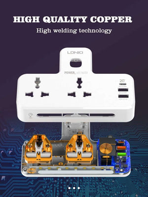 LDNIO SC2311 | 2500W PD & QC3.0 Power Socket  | With 20W Type-C & USB Ports Mobile Cable Store