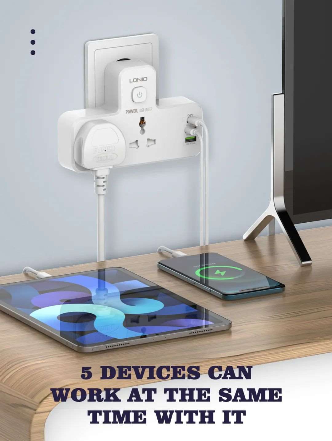 LDNIO SC2311 | 2500W PD & QC3.0 Power Socket  | With 20W Type-C & USB Ports Mobile Cable Store