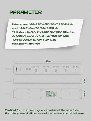LDNIO SC5319 | 2500W PD & QC3.0 Power Socket  | With 38W Type-C & USB Ports Mobile Cable Store
