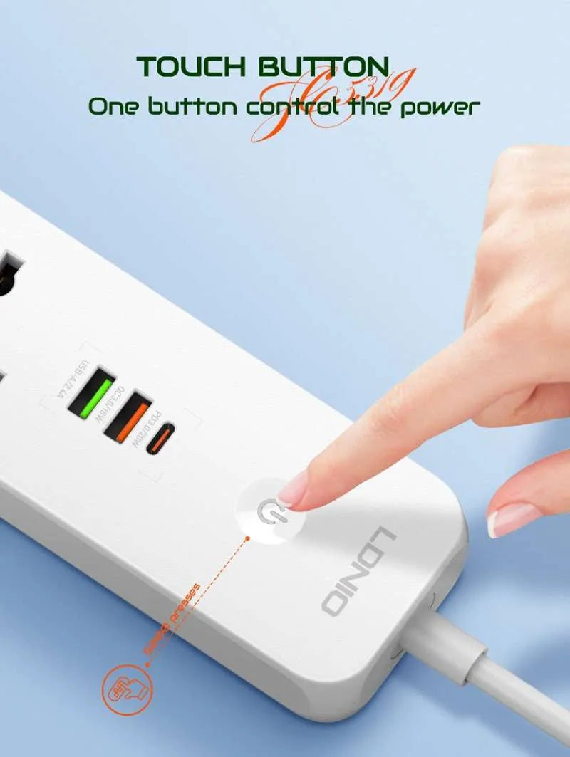 LDNIO SC5319 | 2500W PD & QC3.0 Power Socket  | With 38W Type-C & USB Ports Mobile Cable Store