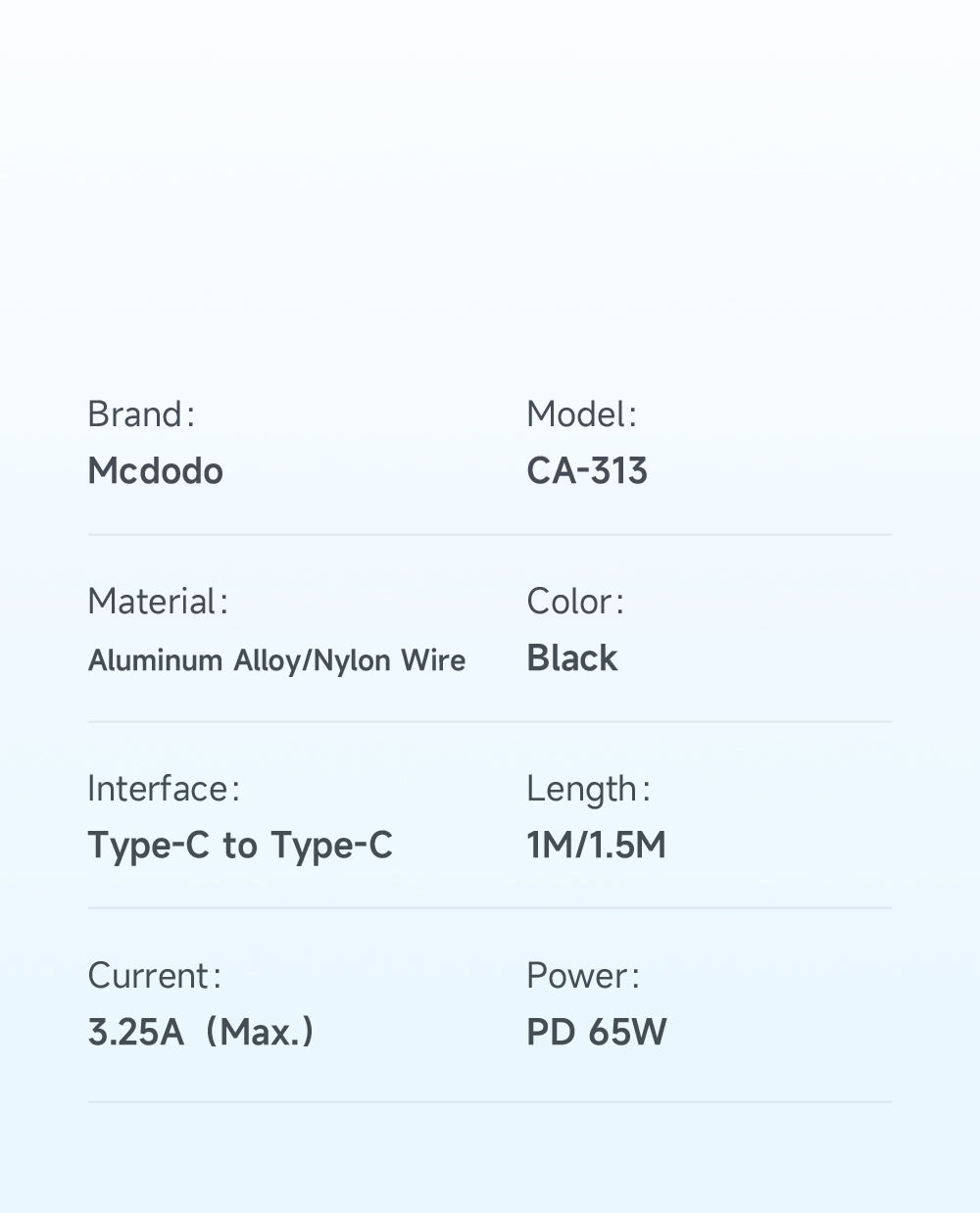 Mcdodo CA-313 | Type-C to Type-C Mobile Cable | Fast Charge 65W PD Mobile Cable Store