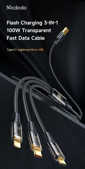 Mcdodo CA-333 | USB to Type-C, Lightning & Micro Mobile Cable | 3-in-1 Cable Mobile Cable Store