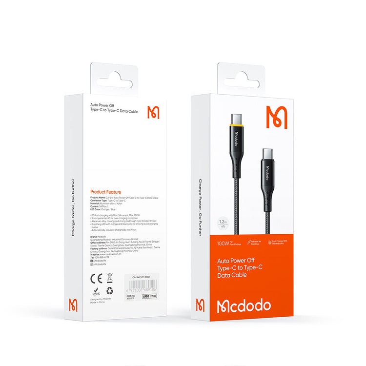 Mcdodo CA-346 | Type-C to Type-C Mobile Cable | Auto Power Off Mobile Cable Store