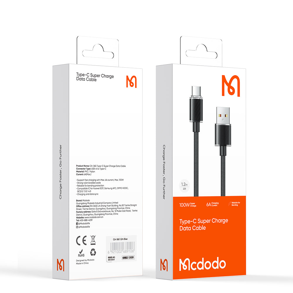 Mcdodo CA-365 | USB to Type-C Mobile Cable | Fast Charge 100W PD Mobile Cable Store
