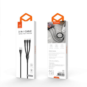 Mcdodo CA-696 | USB to Type-C, Lightning & Micro Mobile Cable | 3-in-1 Cable Mobile Cable Store