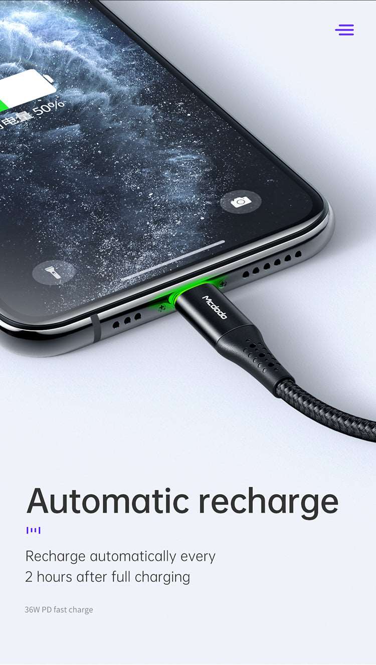 Mcdodo CA-736 | Type-C to Lightning Mobile Cable | Auto Power Off Mobile Cable Store