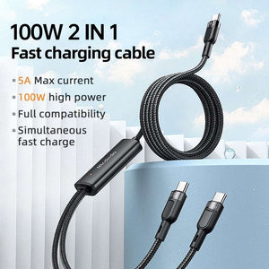 Mcdodo CA-747 | Type-C to Dual Type-C Mobile Cable | 2-in-1 Cable Mobile Cable Store