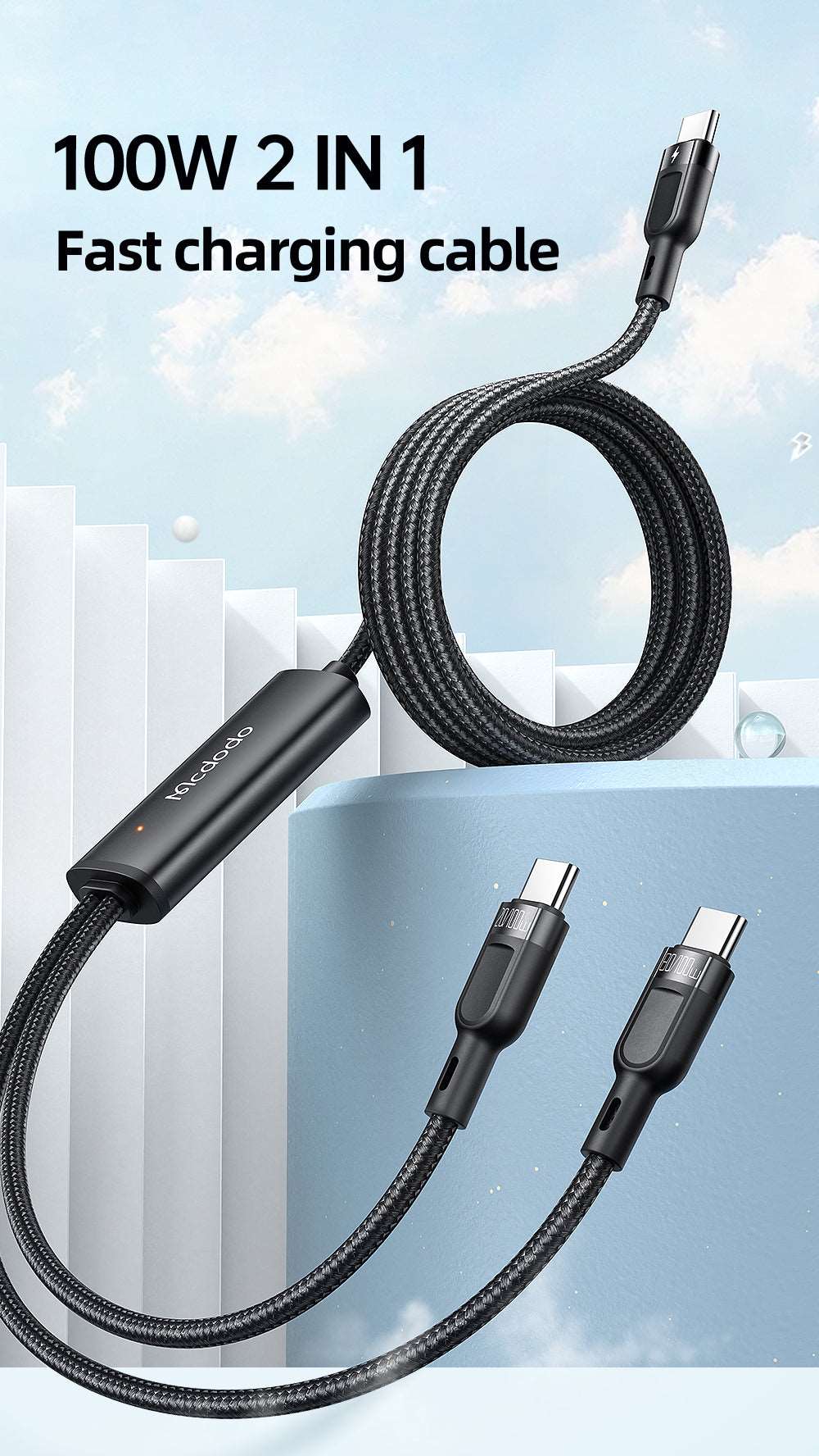 Mcdodo CA-747 | Type-C to Dual Type-C Mobile Cable | 2-in-1 Cable Mobile Cable Store