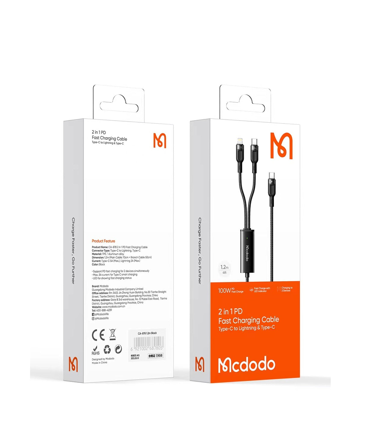 Mcdodo CA-878 | Type-C to Type-C & Lightning Mobile Cable | 2-in-1 Cable Mobile Cable Store