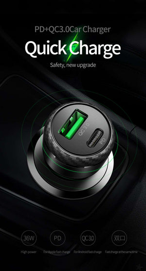 Mcdodo CC-597 | 38W PD Car Charger | Dual Ports (Type-C & USB) Mobile Cable Store