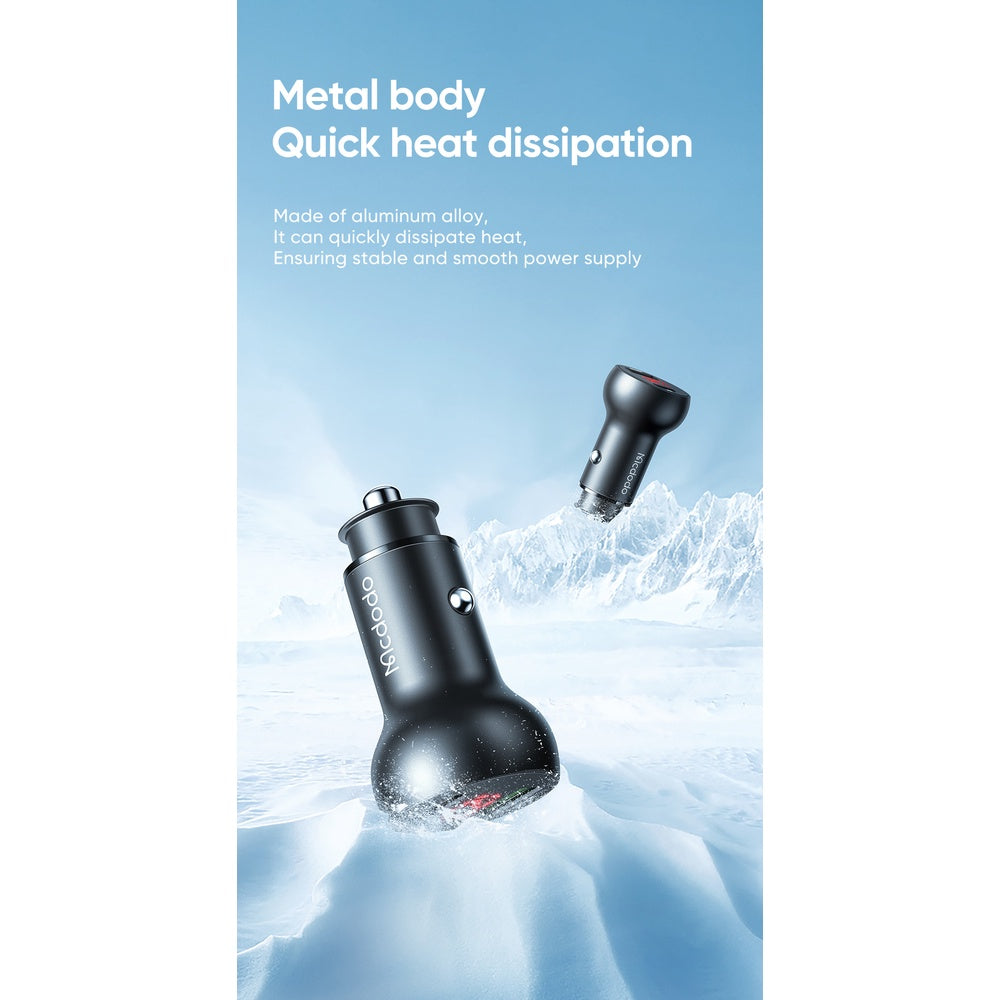 Mcdodo CC-703 | 45W PD Car Charger With Digital Display | Dual Ports (Type-C & USB) Mobile Cable Store