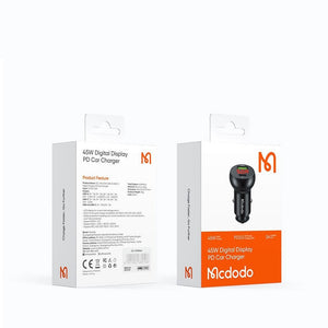 Mcdodo CC-703 | 45W PD Car Charger With Digital Display | Dual Ports (Type-C & USB) Mobile Cable Store