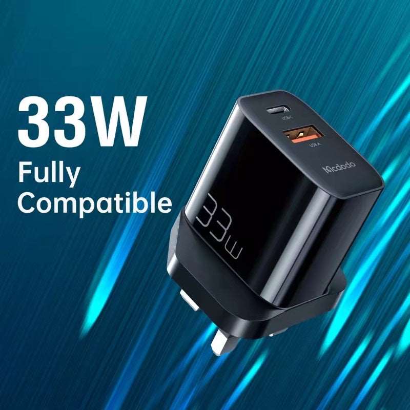 Mcdodo CH-091 | 33W PD Fast Charger | Dual Ports (Type-C & USB) Mobile Cable Store