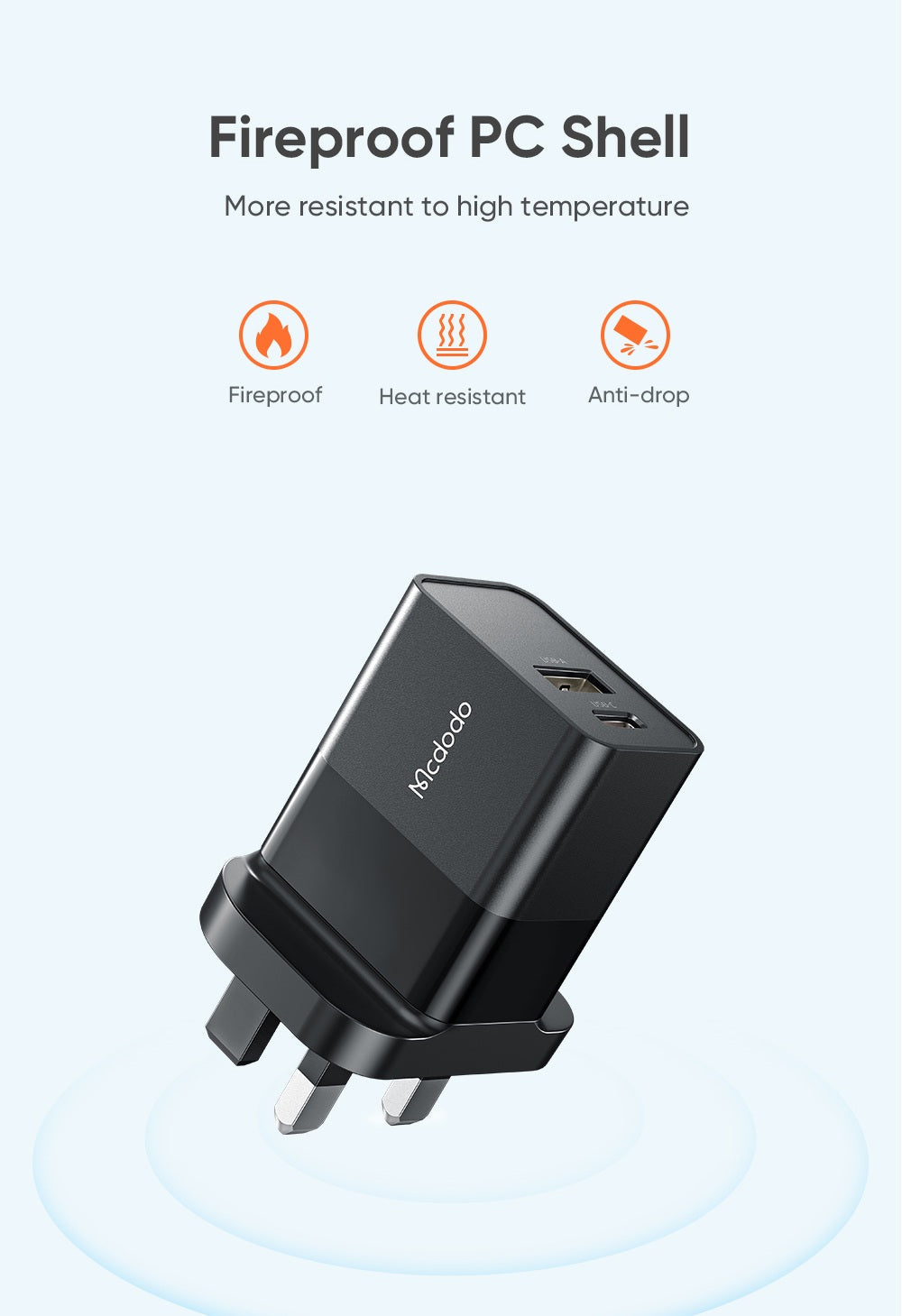 Mcdodo CH-130 | 20W PD Fast Charger | Dual Ports (Type-C & USB) Mobile Cable Store