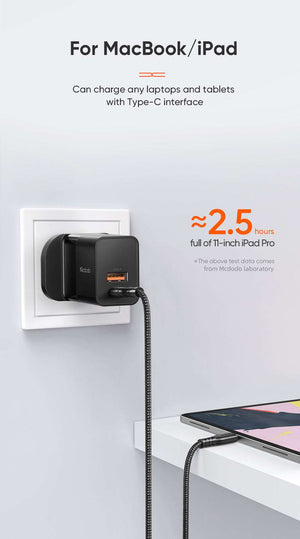 Mcdodo CH-130 | 20W PD Fast Charger | Dual Ports (Type-C & USB) Mobile Cable Store