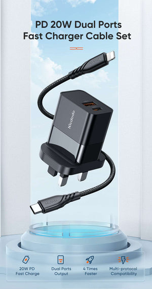 Mcdodo CH-130 | 20W PD Fast Charger | Dual Ports (Type-C & USB) Mobile Cable Store