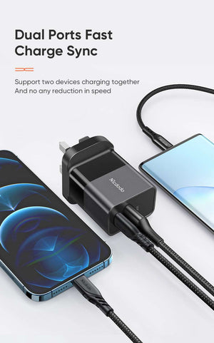 Mcdodo CH-130 | 20W PD Fast Charger | Dual Ports (Type-C & USB) Mobile Cable Store