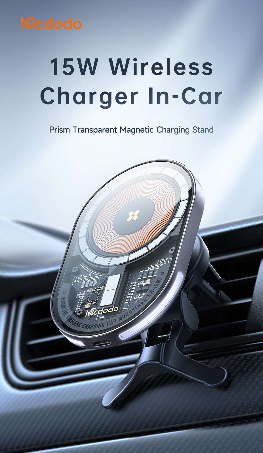 Mcdodo CH-234 | 15W Magnetic Wireless Charger Car Mount Mobile Cable Store