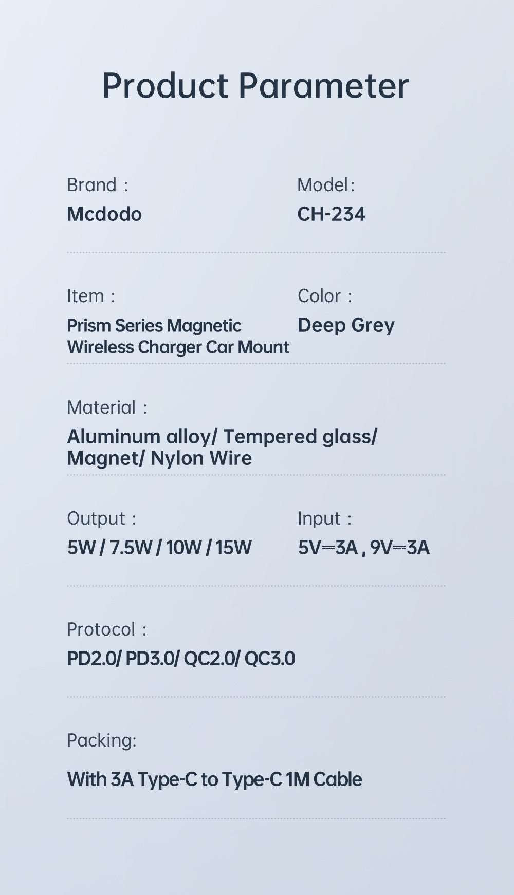 Mcdodo CH-234 | 15W Magnetic Wireless Charger Car Mount Mobile Cable Store