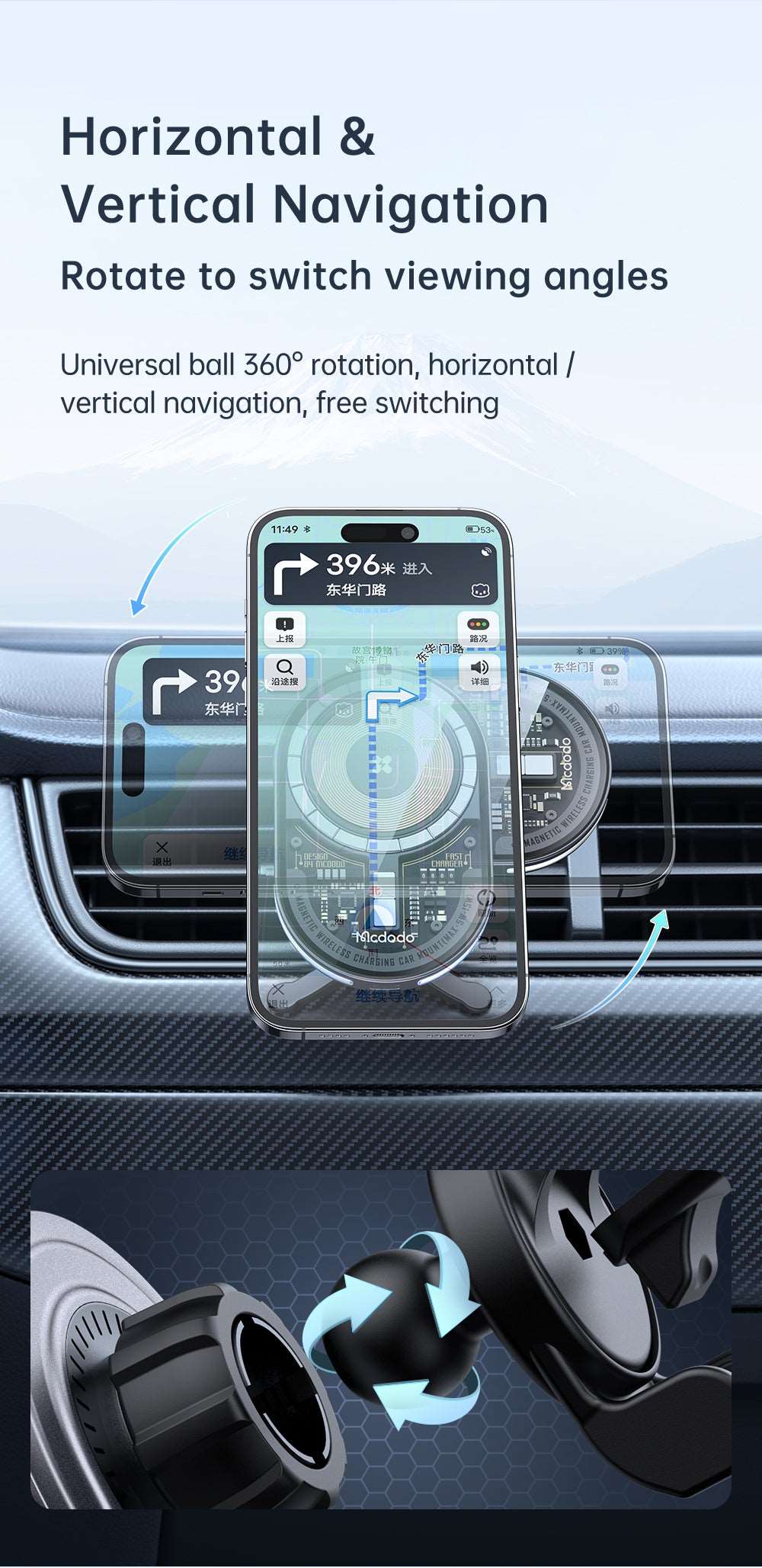 Mcdodo CH-234 | 15W Magnetic Wireless Charger Car Mount Mobile Cable Store