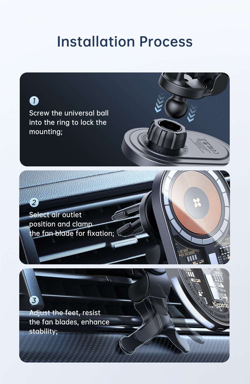 Mcdodo CH-234 | 15W Magnetic Wireless Charger Car Mount Mobile Cable Store