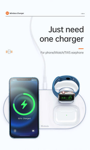 Mcdodo CH-706 | 15W Magnetic Wireless Charger | 3-in-1 Desktop Charger Mobile Cable Store