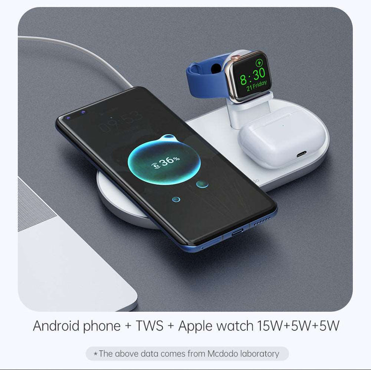 Mcdodo CH-706 | 15W Magnetic Wireless Charger | 3-in-1 Desktop Charger Mobile Cable Store