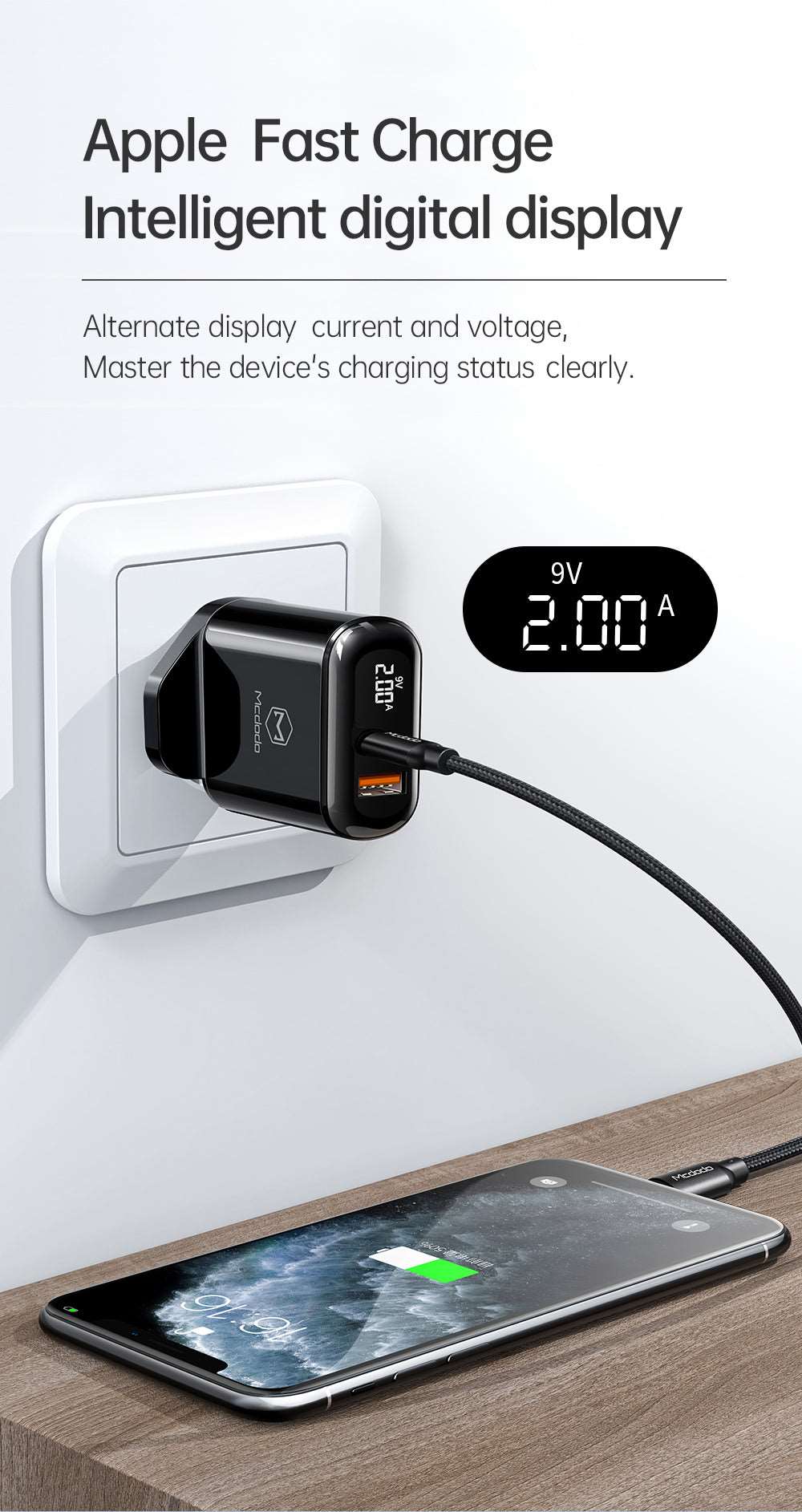 Mcdodo CH-723 | 20W PD Fast Charger | Dual Ports (Type-C & USB) Mobile Cable Store