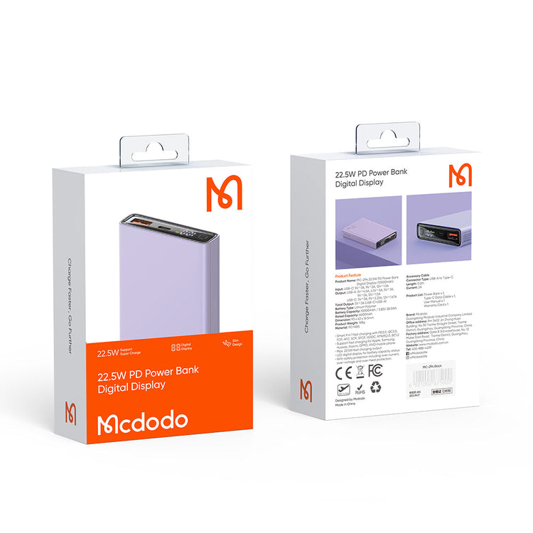 Mcdodo MC-294 | Powerbank 10000 mAh 22.5W | With Digital Display Mobile Cable Store