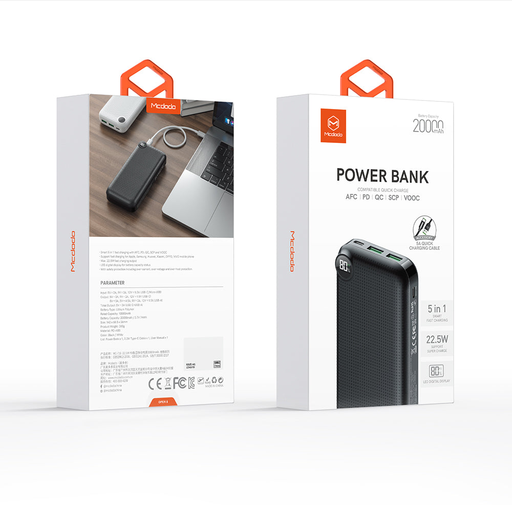 Mcdodo MC-716 | Powerbank 20000 mAh 22.5W | With Digital Display Mobile Cable Store