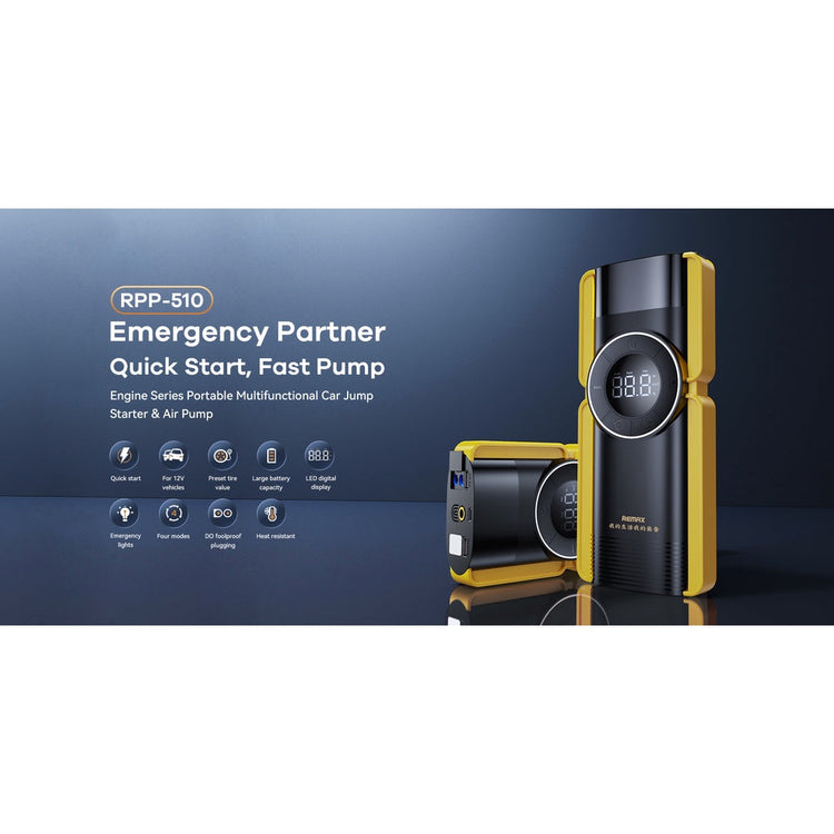 Remax RPP-510 | Multi-Functional Powerbank 8000 mAh | Car Jump Starter & Air Pump Mobile Cable Store
