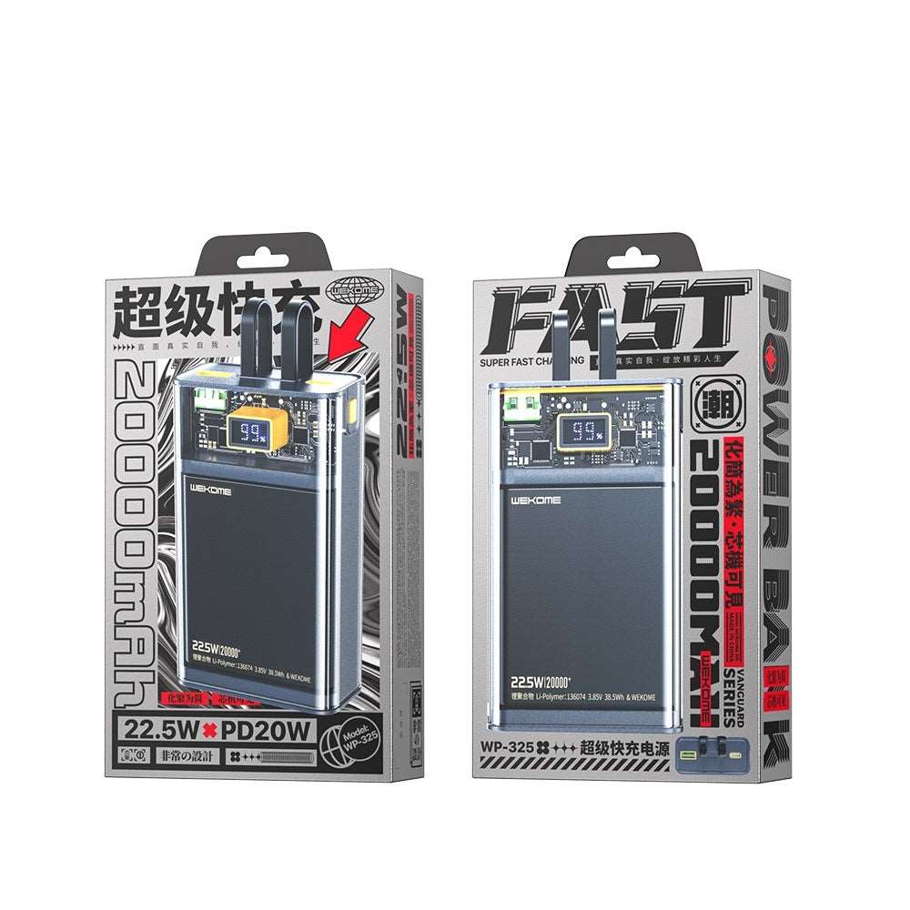 Wekome WP-325 | Powerbank 20000 mAh 22.5W | With Built-In Cable Mobile Cable Store
