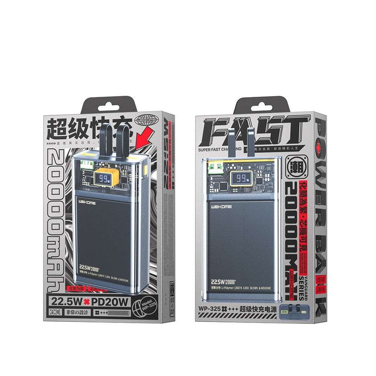 Wekome WP-325 | Powerbank 20000 mAh 22.5W | With Built-In Cable Mobile Cable Store