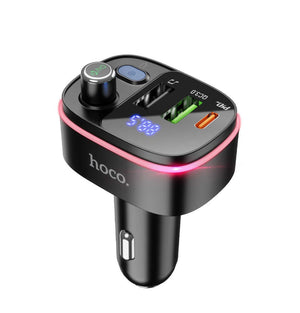 Hoco E62 | Bluetooth FM Transmitter Car Charger | Dual Ports (Type-C & USB) Mobile Cable Store
