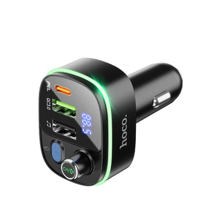 Hoco E62 | Bluetooth FM Transmitter Car Charger | Dual Ports (Type-C & USB) Mobile Cable Store