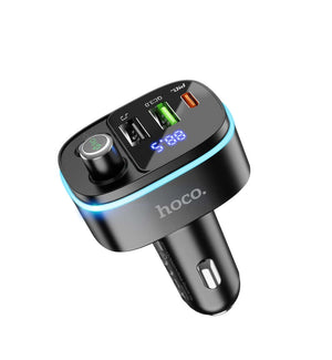 Hoco E62 | Bluetooth FM Transmitter Car Charger | Dual Ports (Type-C & USB) Mobile Cable Store
