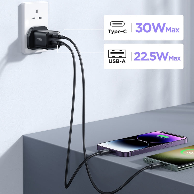 Joyroom JR-TCF08UK | 30W PD Fast Charger | Dual Ports (Type-C & USB) Mobile Cable Store