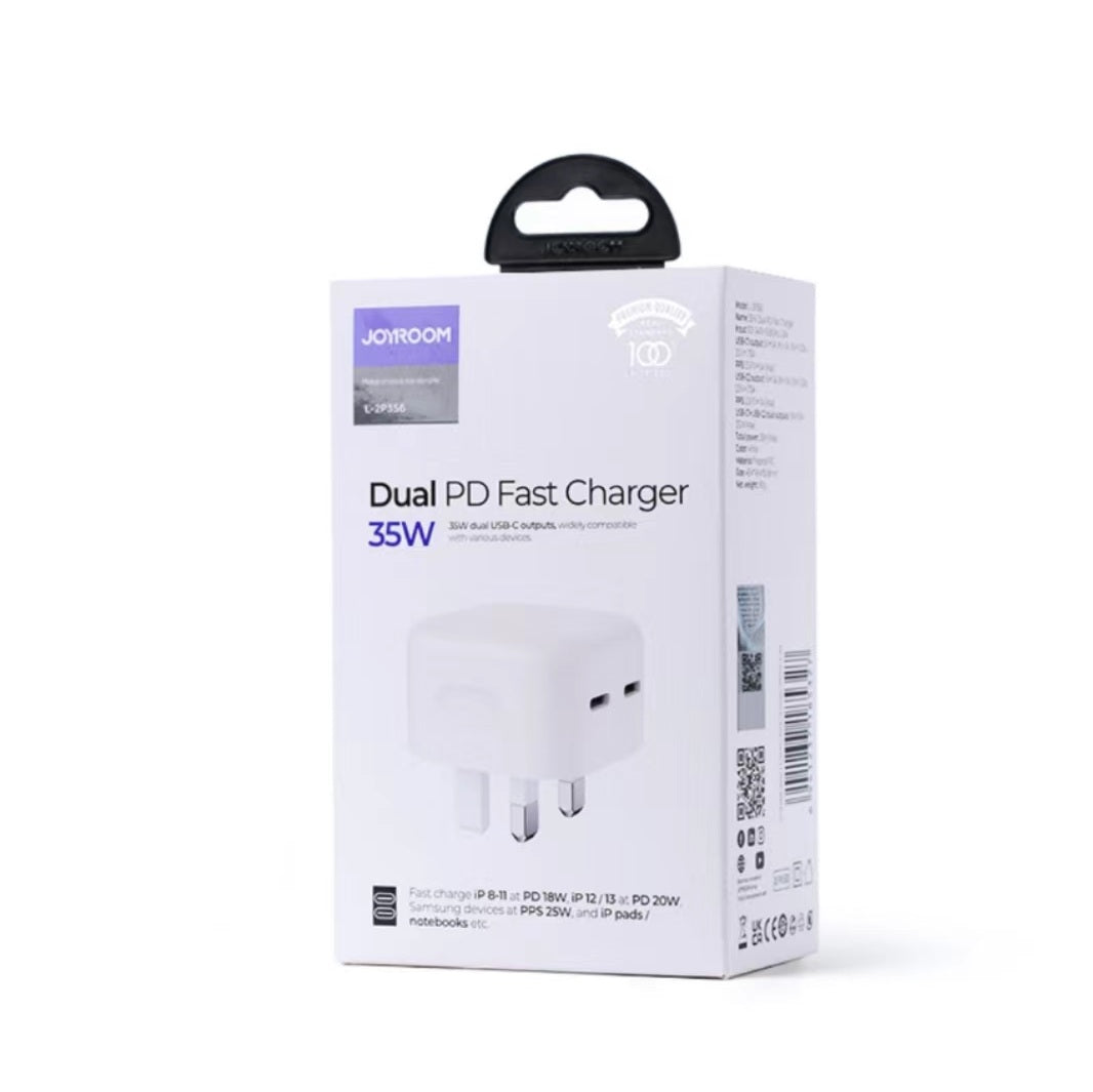 Joyroom L-2P356 | 35W PD Fast Charger | Dual Ports (Type-C) Mobile Cable Store