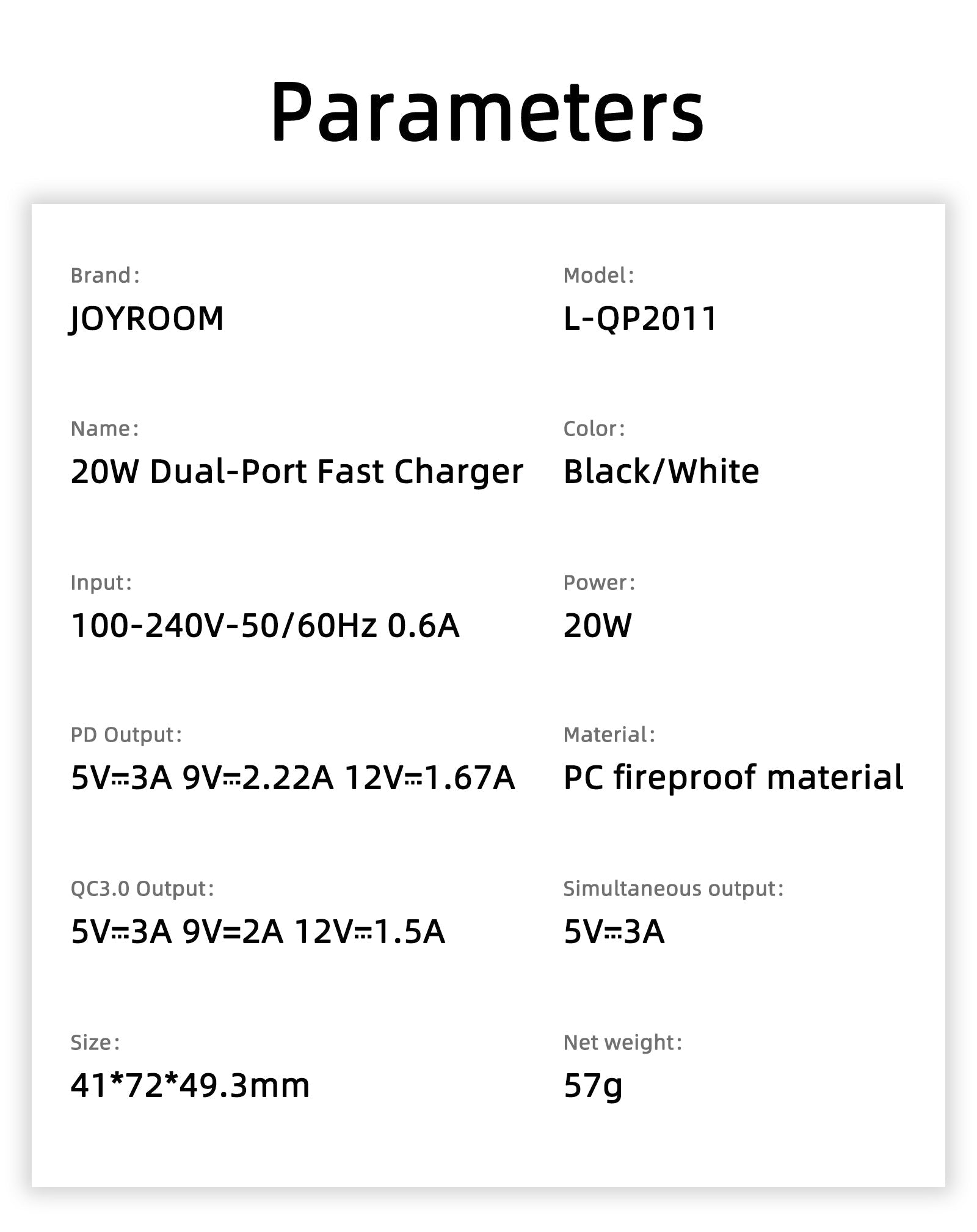 Joyroom L-QP2011 | 20W PD Fast Charger | Dual Ports (Type-C & USB) Mobile Cable Store