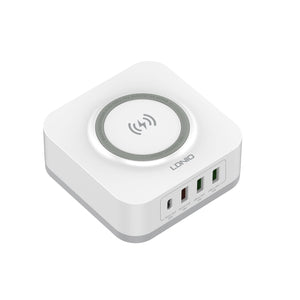 LDNIO AW004 | 32W Desktop Wireless Charger | Quad Ports (Type-C & USB) Mobile Cable Store
