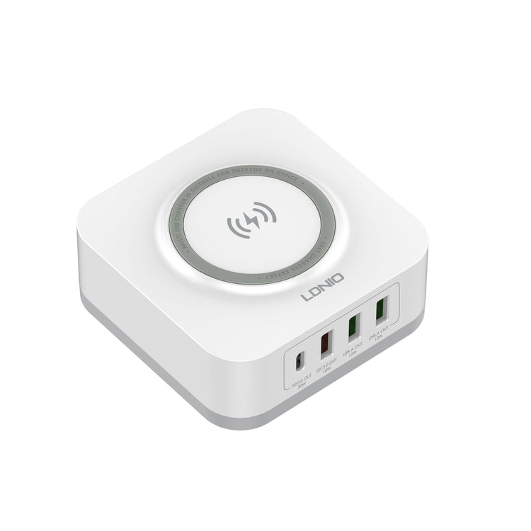 LDNIO AW004 | 32W Desktop Wireless Charger | Quad Ports (Type-C & USB) Mobile Cable Store