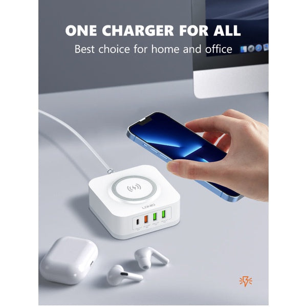 LDNIO AW004 | 32W Desktop Wireless Charger | Quad Ports (Type-C & USB) Mobile Cable Store